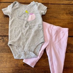 Child of Mine by Carter’s Purple Elephant 2 piece set - 3 months